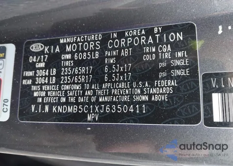 2018 Kia Sedona Lx from USA, damaged, VIN KNDMB5C1XJ6350411